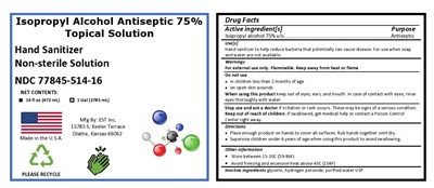 Isopropyl Alcohol Antiseptic 75 Topical Solution NDC _EST 77845-514-16.jpg 473 ml Label - Isopropyl Alcohol Antiseptic 75 Topical Solution NDC EST 77845 514 16